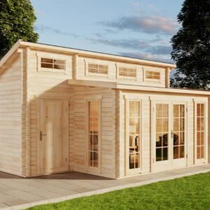 Chalet de jardin à 5 pans avec annexe - 570 x 420 cm - 14,89 m² + 3,15 m²