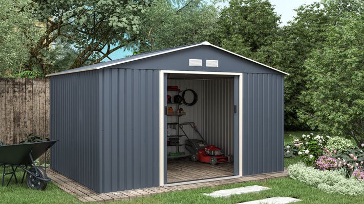 Remise métallique 8,67 m² gris anthracite, kit d'ancrage fourni - Image 3