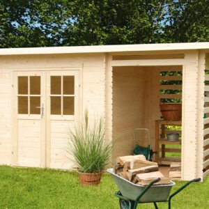 Abri de jardin en bois d'épicéa - 4,44 m² + extension 3 m² - 18 mm