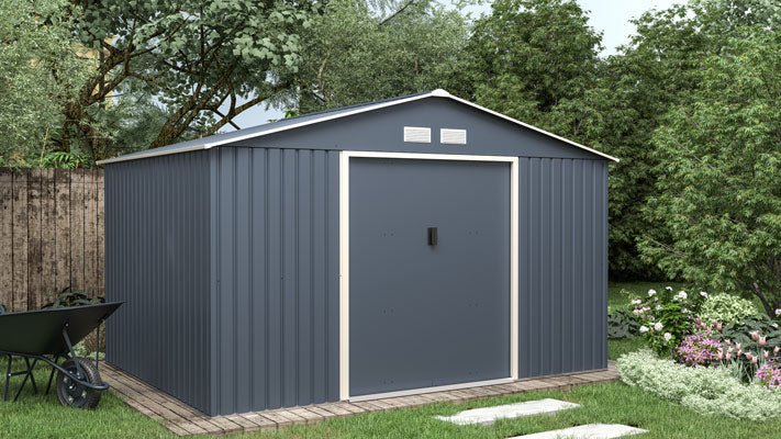 Remise métallique 8,67 m² gris anthracite, kit d'ancrage fourni - Image 2