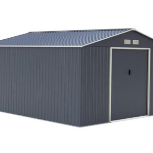 Abri de jardin en métal 12,99 m² - gris anthracite - kit d'ancrage inclus