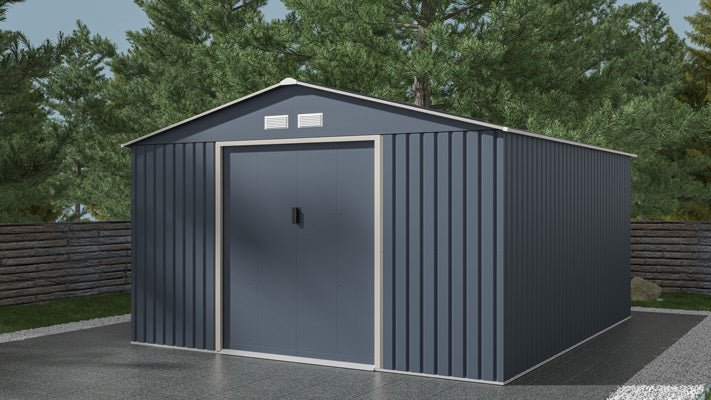 Remise métallique 12,99 m² gris anthracite, kit d'ancrage fourni - Image 2