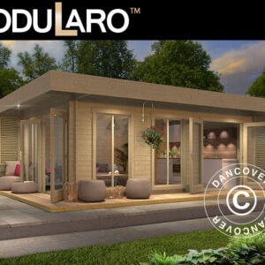 Grand chalet de jardin en bois massif 40 mm, 5,62 × 3,72 m (hauteur 2,45 m), bois brut à peindre