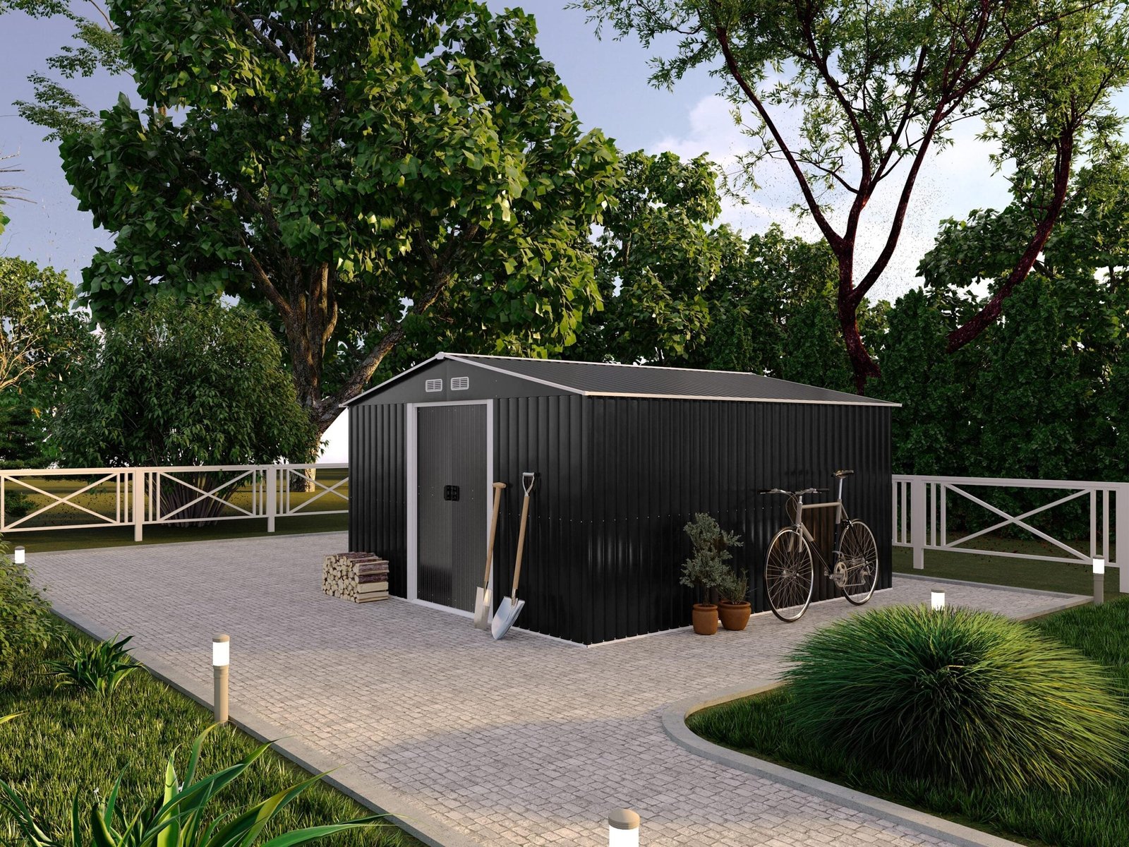 Cabanon en acier galvanisé gris, 12,5 m² - Image 2