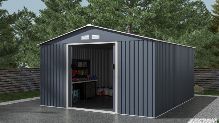 Remise métallique 12,99 m² gris anthracite, kit d'ancrage fourni - Image 3