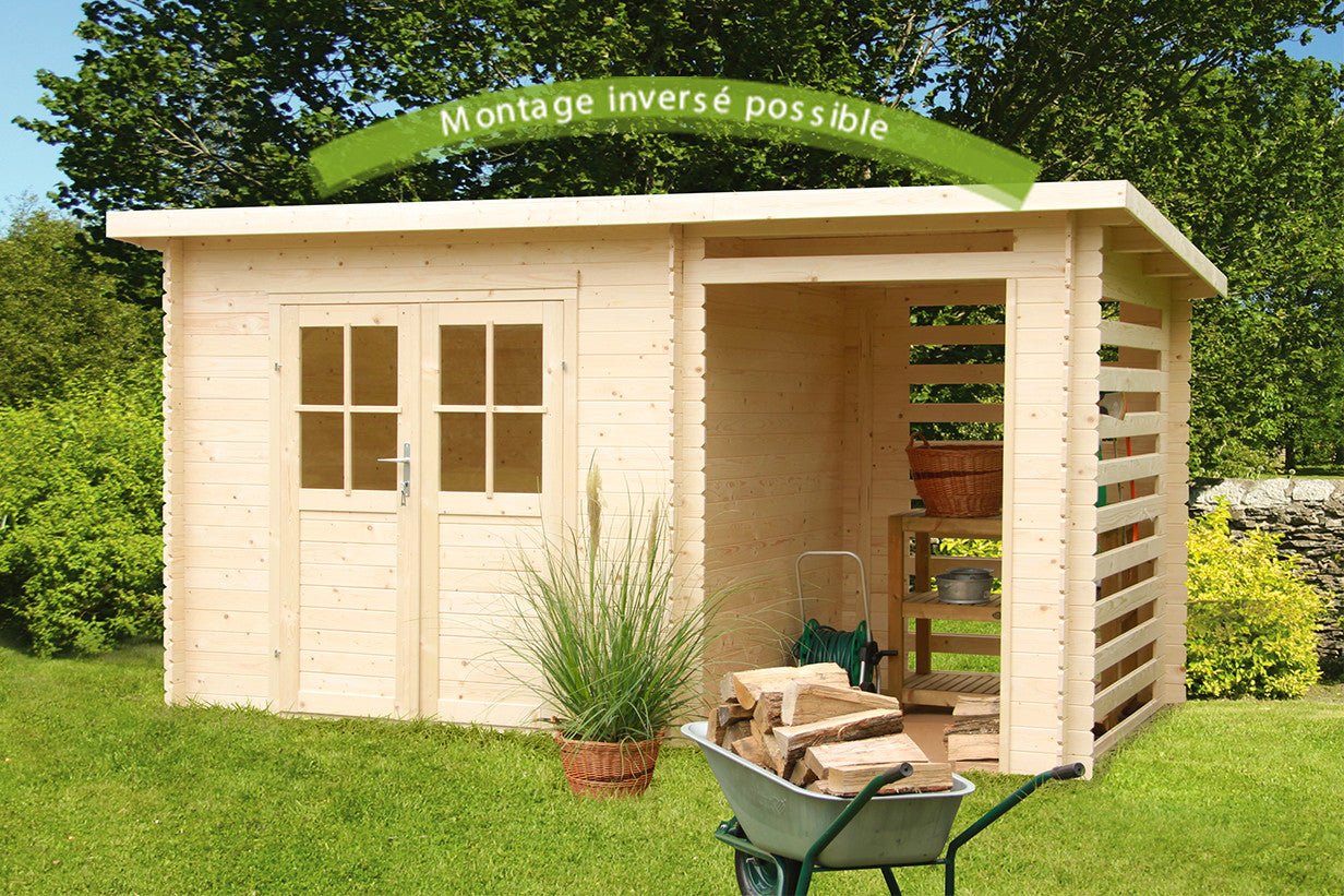 Cabane en bois d'épicéa 18 mm, 4,44 m² avec extension 3 m² - Image 2
