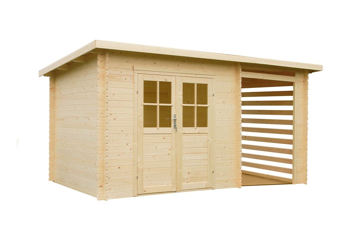 Cabane en bois d'épicéa 18 mm, 4,44 m² avec extension 3 m² - Image 3