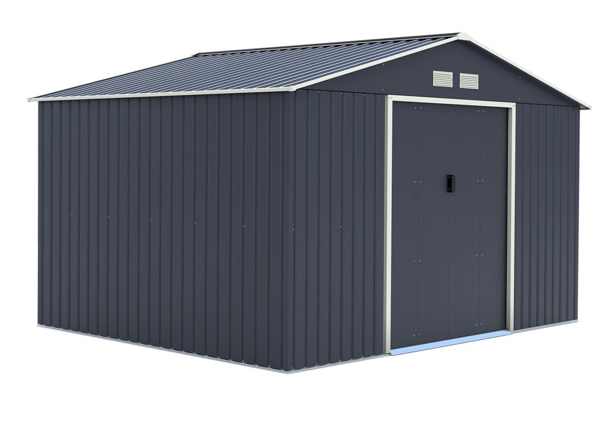Remise métallique 8,67 m² gris anthracite, kit d'ancrage fourni