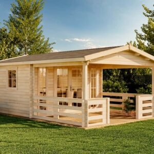 Chalet de jardin en bois massif 40 mm - toit double pente - 380 x 594 cm