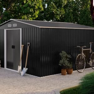 Abri de jardin en acier galvanisé gris - 12,5 m²