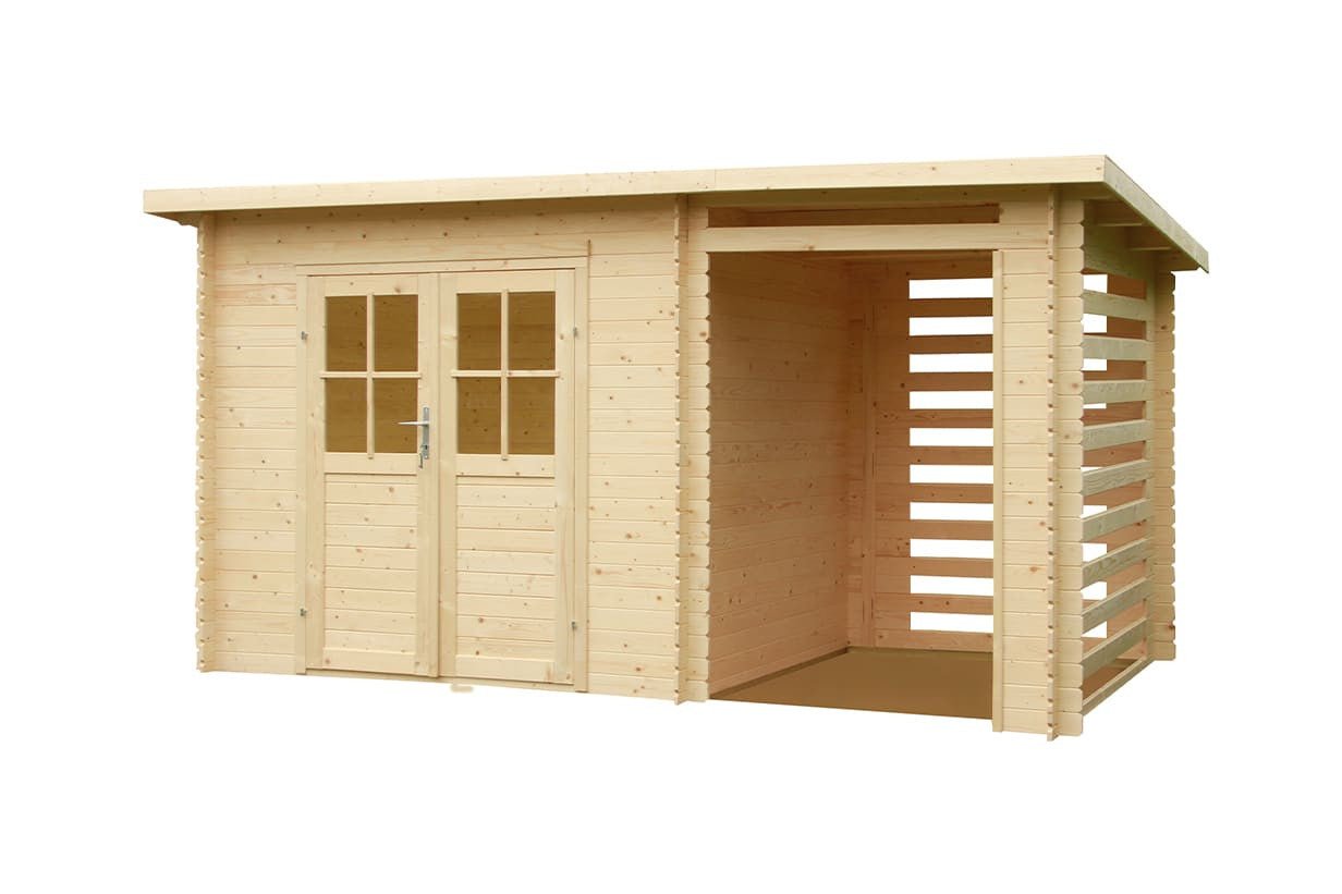 Cabane en bois d'épicéa 18 mm, 4,44 m² avec extension 3 m² - Image 4