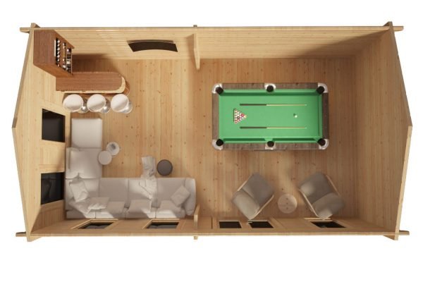Bureau de jardin en kit 26 m², madriers 70 mm avec double vitrage - Image 3